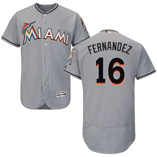 marlins #16 Jose Fernandez Grey Flexbase Authentic Collection Stitched MLB Jersey